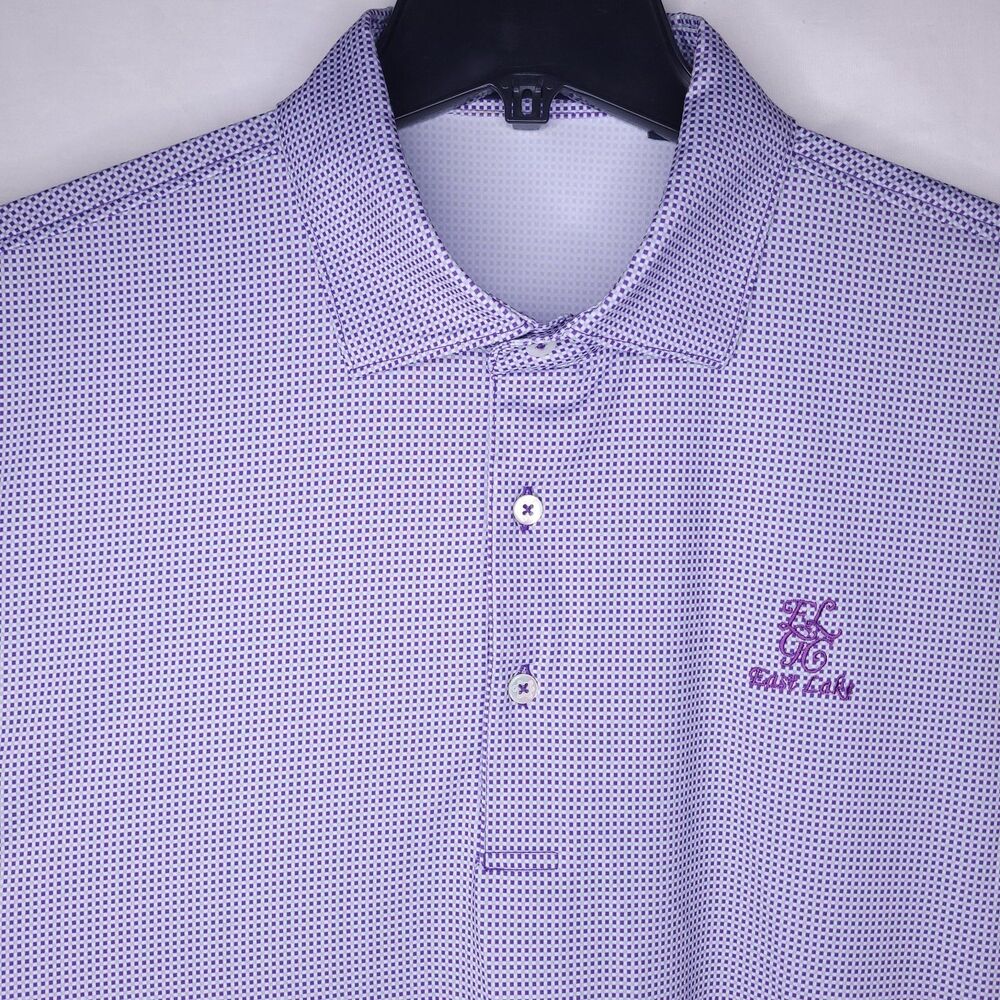 Turtleson Polo Shirt Mens Large Check Purple Golf Performance East Lake